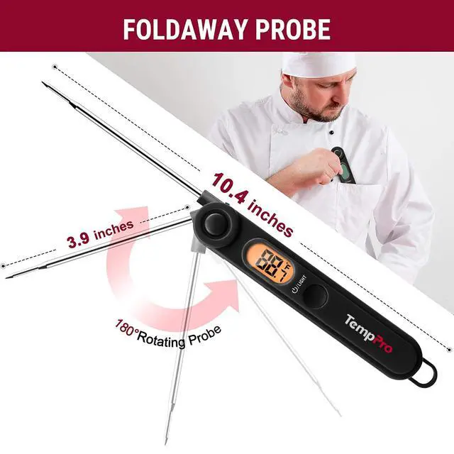 Alt view image 3 of 7 - Digital Meat Thermometer with Temperature Indicator, Instant Read Food Thermometer with Pop-up Meat Probe and Backlight for Oil Deep Fry Smoker BBQ Grill Kitchen Candy (Previously ThermoPro)