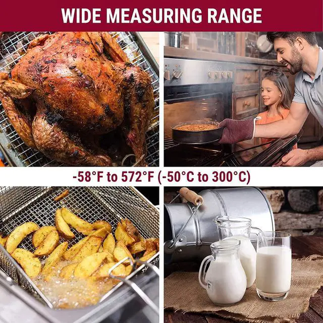 Alt view image 5 of 7 - Digital Meat Thermometer with Temperature Indicator, Instant Read Food Thermometer with Pop-up Meat Probe and Backlight for Oil Deep Fry Smoker BBQ Grill Kitchen Candy (Previously ThermoPro)