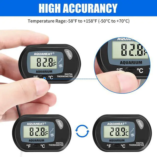 Alt view image 2 of 7 - Aquarium Thermometer, Fish Tank Thermometer, Digital Temperature Test, with Large LCD Display (1 Pack)