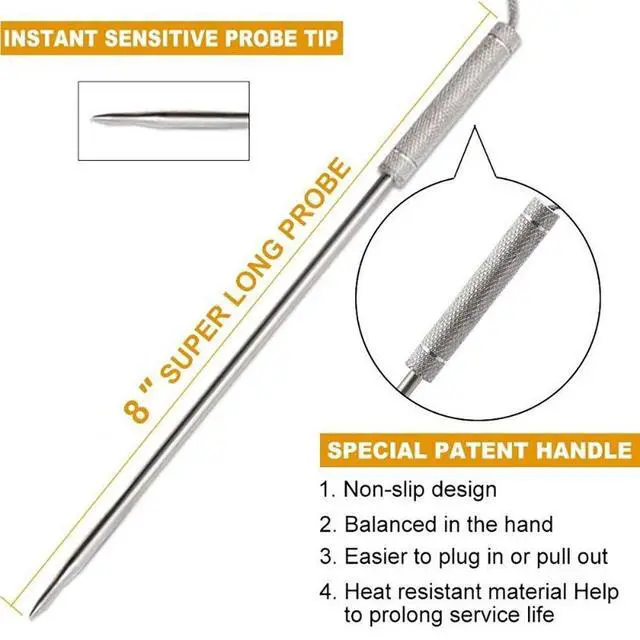 Alt view image 2 of 4 - Meat Thermometer Probe Replacement Temperature Probe Compatible with Thermopro TP20, TP17, TP16, TP10,TP09, TP08, TP-08S, TP-07, TP06S, TP04, TP25, TP27, TP28, TP829, TP930