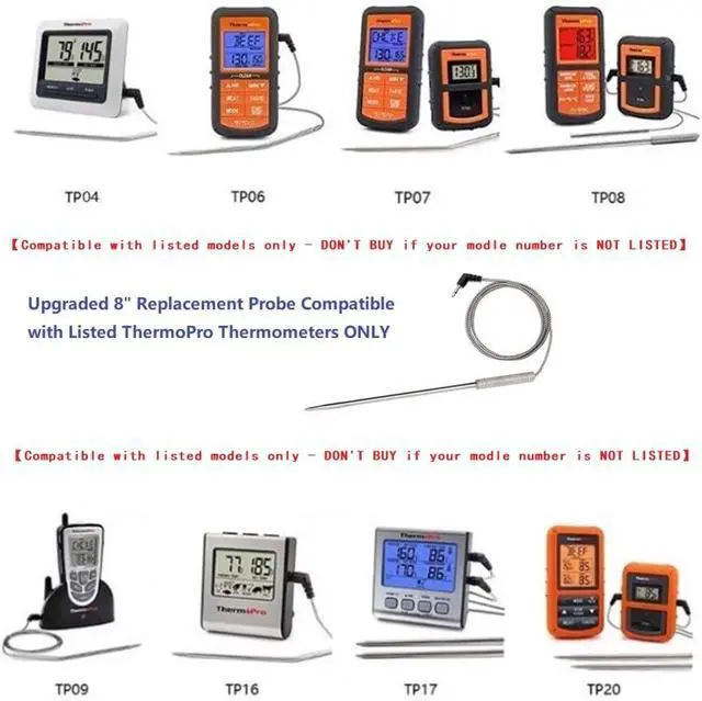 Alt view image 3 of 4 - Meat Thermometer Probe Replacement Temperature Probe Compatible with Thermopro TP20, TP17, TP16, TP10,TP09, TP08, TP-08S, TP-07, TP06S, TP04, TP25, TP27, TP28, TP829, TP930