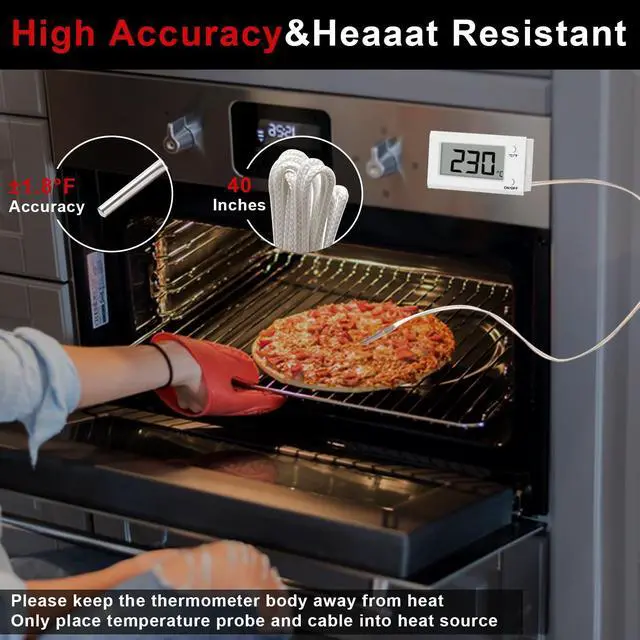 Alt view image 2 of 7 - Digital Oven Thermometer with Probe Grill Meat Thermometer up to 572°F/300°C, Oven Thermometer Roasting for Barbecue Accessories for Kitchen, Roasting, Grill, Pizza