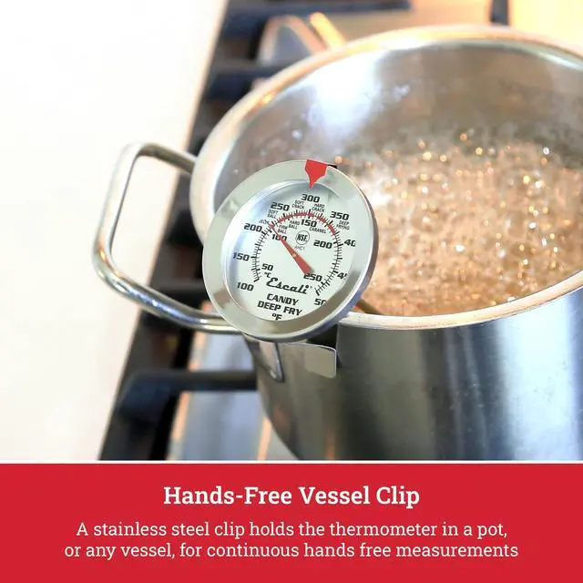Alt view image 3 of 6 - AHC1 Stainless Steel Deep Frying and Candy Thermometer with Pot Clip, 5-Inch Probe with Candy Temperature Zones, NSF Certified
