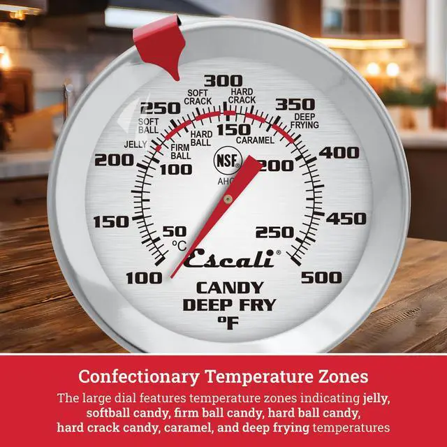 Alt view image 5 of 6 - AHC1 Stainless Steel Deep Frying and Candy Thermometer with Pot Clip, 5-Inch Probe with Candy Temperature Zones, NSF Certified