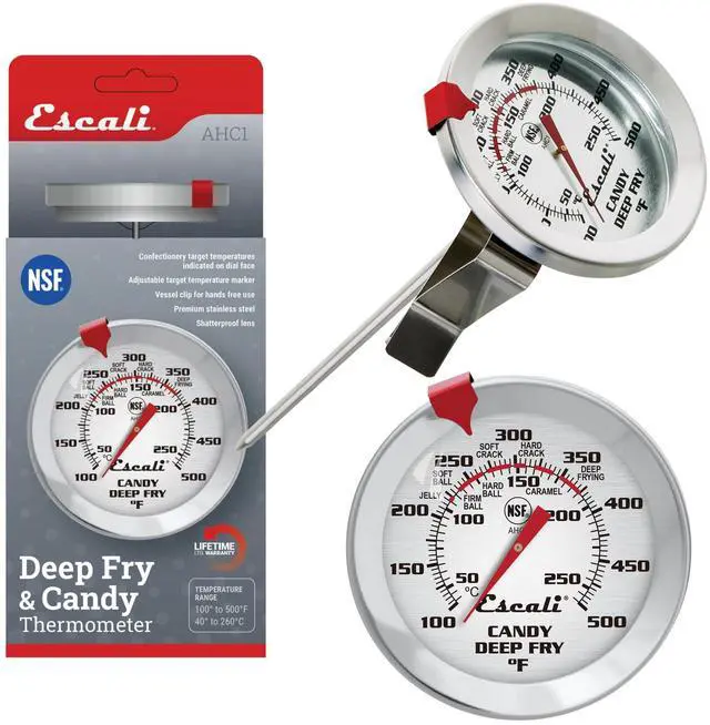 Main image of AHC1 Stainless Steel Deep Frying and Candy Thermometer with Pot Clip, 5-Inch Probe with Candy Temperature Zones, NSF Certified