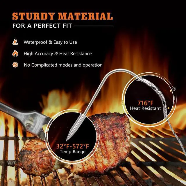 Alt view image 5 of 7 - Replacement Waterproof Meat Probe 2 PCS Compatible with Traeger BBQ Grills, 3.5 mm Plug Meat BBQ Digital Thermostat Probes, Set of 2