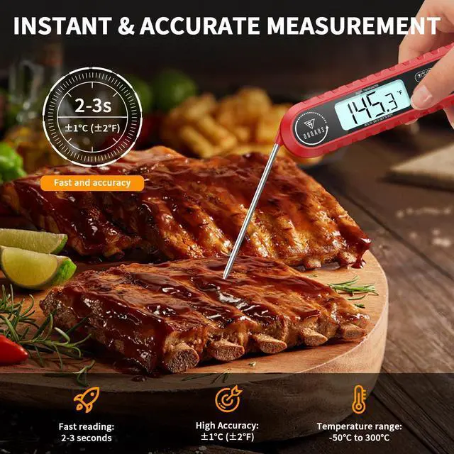 Alt view image 2 of 7 - Meat Thermometer Digital with Dual Probe, Instant Read Food Thermometer for Cooking with Backlight and Alarm, 3s Fast Response, 40-inch Long Wired Probe for Oven BBQ Grill Smoker Candy