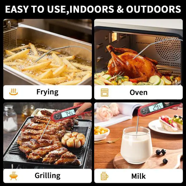 Alt view image 5 of 7 - Meat Thermometer Digital with Dual Probe, Instant Read Food Thermometer for Cooking with Backlight and Alarm, 3s Fast Response, 40-inch Long Wired Probe for Oven BBQ Grill Smoker Candy