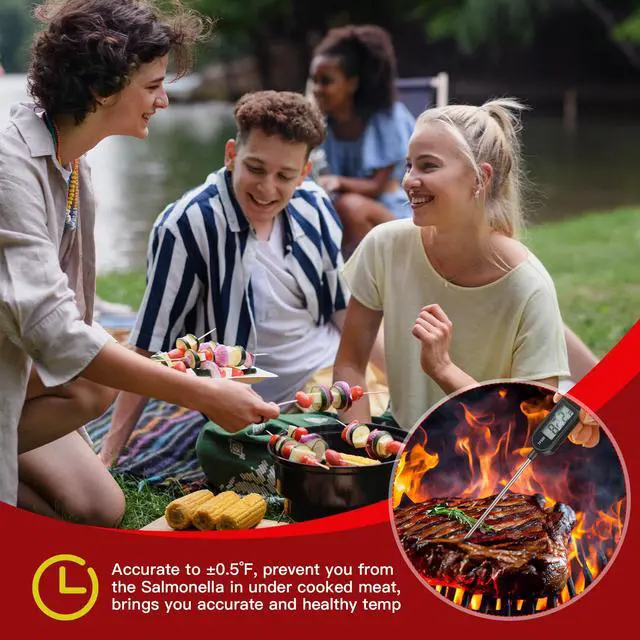 Alt view image 7 of 7 - 6 Pcs Instant Read Meat Thermometer with Long Probe 9.65 Inch Kitchen Cooking Food Candy Waterproof Digital Thermometer for BBQ Water Milk Yogurt Liquid Cooking(Black)