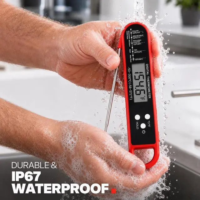 Alt view image 7 of 7 - Digital Meat Thermometer for Cooking and Grilling - Instant Read Food Thermometer with IP67 Waterproof, Strong Magnet and Calibration-Professional Kitchen BBQ Probe for Turkey, Steak, Men/Dad Gift