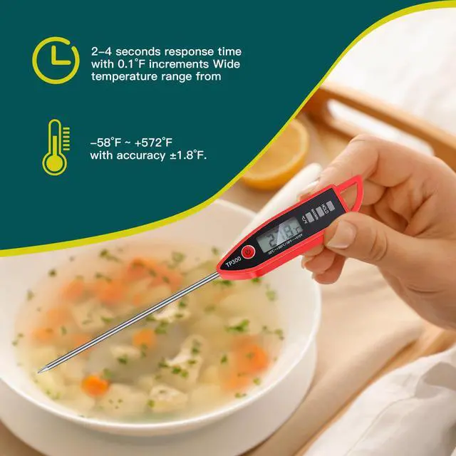 Alt view image 6 of 7 - 6 Set Waterproof Food Thermometer for Water, Liquid, Candle and Cooking Digital Meat Thermometer with Long Probe Instant Read for Kitchen BBQ Grill Candy (Red)