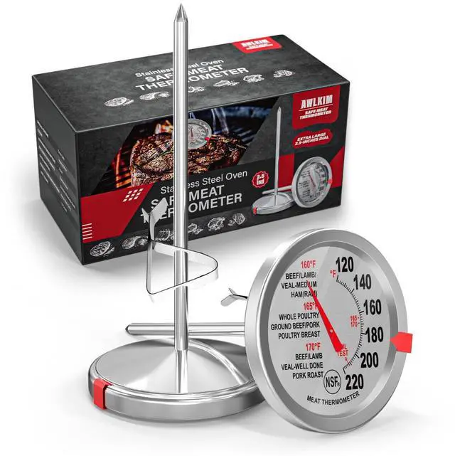 Main image of 2 Pack Analog Meat Thermometer Oven Safe Dial No Battery