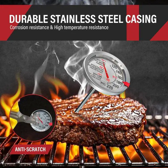 Alt view image 4 of 6 - 2 Pack Analog Meat Thermometer Oven Safe Dial No Battery