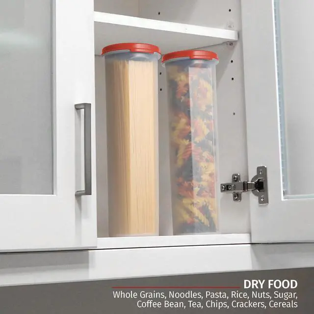 Alt view image 2 of 6 - Tall Clear Spaghetti Pasta Container Storage With Lid-2 Pk.Multi-Purpose Kitchen Pantry Organization And Food Storage For Noodles Beans Straws - Airtight Leakproof Spaghetti Keeper BPA Free 37 oz.