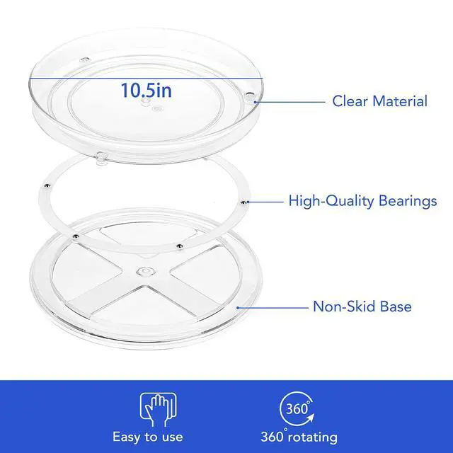 Alt view image 6 of 6 - 2 Pack Lazy Susan Turntable, 10.5 Inch Spinning Cabinet Organizer