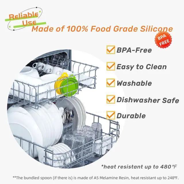 Alt view image 3 of 6 - Silicone Cat Dog Food Can Covers Lids, 3 Inner Diameters 2.6/3/3.4 Fit 3-15 oz Standard Cat Dog Food Cans/Tins, Multi-Size Canned Covers, BPA Free, Reusable(box set of 2 lids+1 spoon)