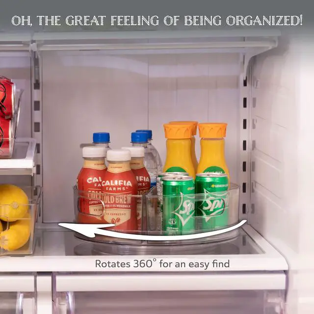 Alt view image 3 of 7 - Lazy Susan Turntable - Clear Acrylic, Removable Sections, Rotates 360 Degrees. Easily Organize Your Fridge, Cabinet or Counter. Great Carousel Storage for Food, Spices, Cosmetics. (4-Sections)