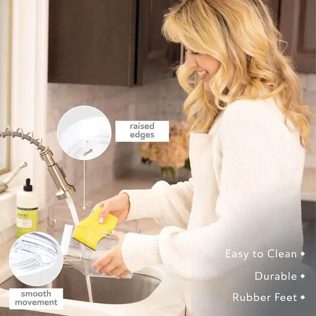 Alt view image 6 of 7 - Lazy Susan Turntable - Clear Acrylic, Removable Sections, Rotates 360 Degrees. Easily Organize Your Fridge, Cabinet or Counter. Great Carousel Storage for Food, Spices, Cosmetics. (4-Sections)