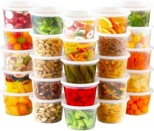 Main image of 24 Sets 16 oz Plastic Deli Food Containers With Lids, Airtight Food Storage Containers, Freezer/Dishwasher/Microwave Safe, Soup Containers For Takeout Meal Prep Storage