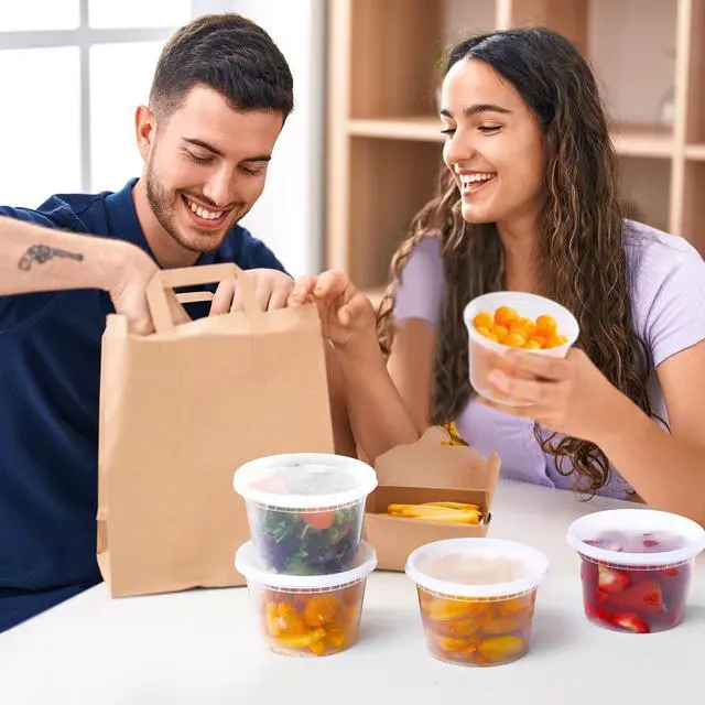 Alt view image 6 of 6 - 24 Sets 16 oz Plastic Deli Food Containers With Lids, Airtight Food Storage Containers, Freezer/Dishwasher/Microwave Safe, Soup Containers For Takeout Meal Prep Storage