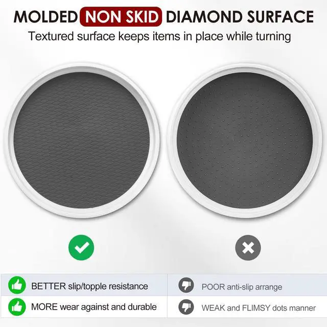Alt view image 3 of 7 - Set of 4, 10 Inch Non-Skid Lazy Susan Organizers - Turntable Rack for Cabinet, Pantry Organization and Storage, Kitchen, Fridge, Bathroom Makeup Vanity Countertop, Under Sink Organizing, Spice Rack
