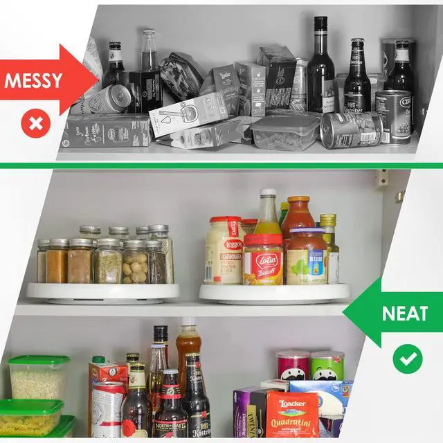 Alt view image 5 of 7 - Set of 4, 10 Inch Non-Skid Lazy Susan Organizers - Turntable Rack for Cabinet, Pantry Organization and Storage, Kitchen, Fridge, Bathroom Makeup Vanity Countertop, Under Sink Organizing, Spice Rack