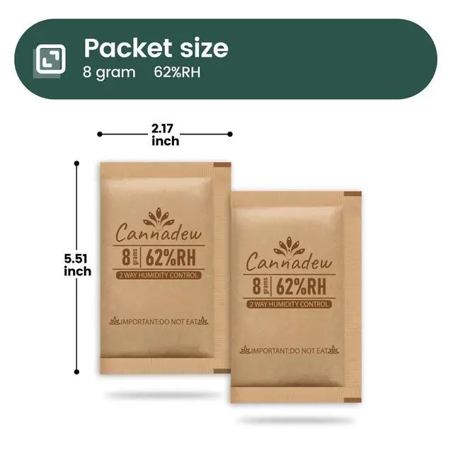 Alt view image 2 of 7 - 62% RH,8 Gram (10 pcs) Two-Way Humidity Control Packs, Kraft Paper Wrapped Moisture Balancer for Airtight Jars, Storage Bags & Containers