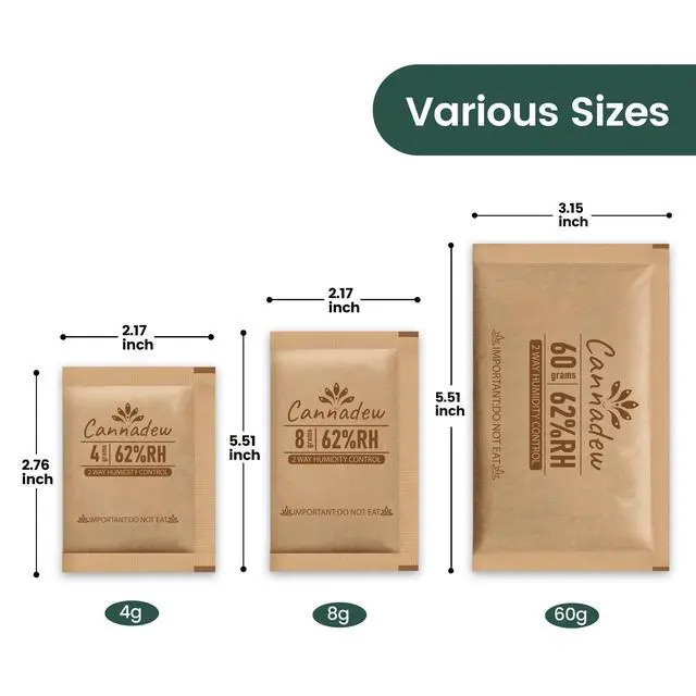 Alt view image 5 of 7 - 62% RH,8 Gram (10 pcs) Two-Way Humidity Control Packs, Kraft Paper Wrapped Moisture Balancer for Airtight Jars, Storage Bags & Containers