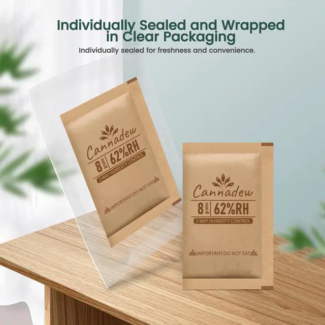 Alt view image 6 of 7 - 62% RH,8 Gram (10 pcs) Two-Way Humidity Control Packs, Kraft Paper Wrapped Moisture Balancer for Airtight Jars, Storage Bags & Containers