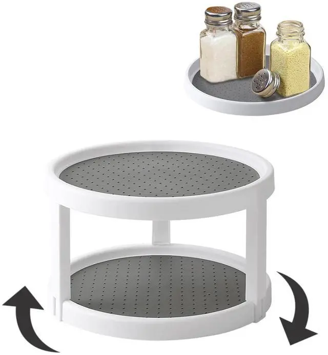 Main image of Lazy Susan Organizer, 2 Tier Non Skid Spice Rack Turntable,360 Degree Rotating Seasoning Organizer, 10-Inch Spinning Organizer for Pantry Cabinet, Kitchen, Countertop, Vanity Display Stand