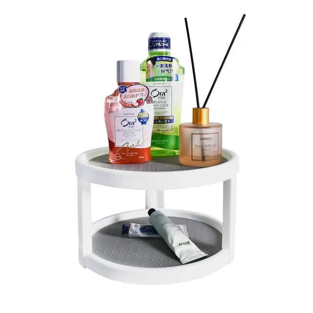 Alt view image 7 of 7 - Lazy Susan Organizer, 2 Tier Non Skid Spice Rack Turntable,360 Degree Rotating Seasoning Organizer, 10-Inch Spinning Organizer for Pantry Cabinet, Kitchen, Countertop, Vanity Display Stand