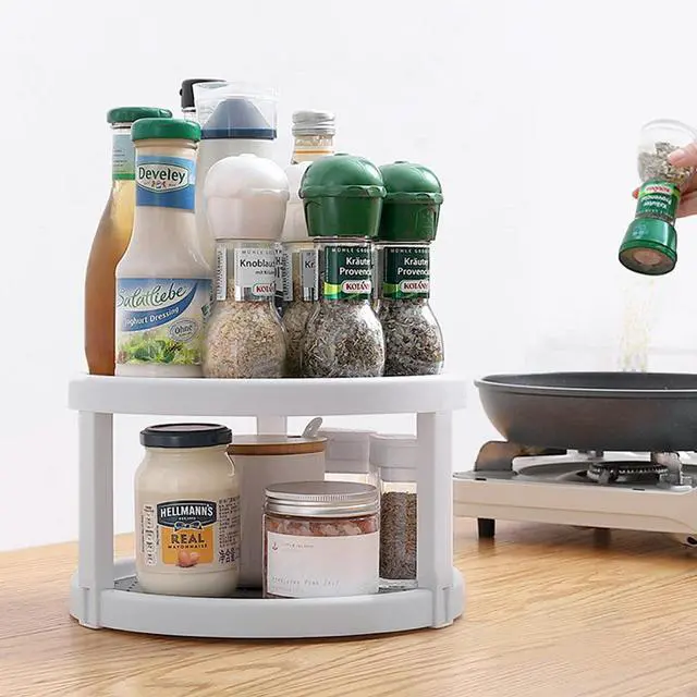 Alt view image 6 of 7 - Lazy Susan Organizer, 2 Tier Non Skid Spice Rack Turntable,360 Degree Rotating Seasoning Organizer, 10-Inch Spinning Organizer for Pantry Cabinet, Kitchen, Countertop, Vanity Display Stand