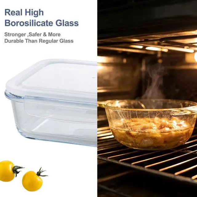Alt view image 6 of 7 - Airtight Glass Food Storage Containers Set - Meal Prep Containers with Lids for Soup, Leftovers, Meal Prep & Office Lunch - BPA Free, Freezer to Microwave to Dishwasher Safe (3PCS)