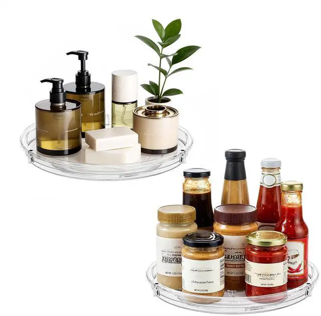 Main image of 2 Pack Lazy Susan Organizer, 9'' Clear Lazy Susan Turntable for Cabinet, Fridge, Kitchen, Pantry, Countertop, Table Top, Refrigerator Organizers and Storage, Seasoning and Spice Organizer