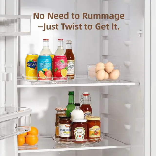 Alt view image 5 of 7 - 2 Pack Lazy Susan Organizer, 9'' Clear Lazy Susan Turntable for Cabinet, Fridge, Kitchen, Pantry, Countertop, Table Top, Refrigerator Organizers and Storage, Seasoning and Spice Organizer