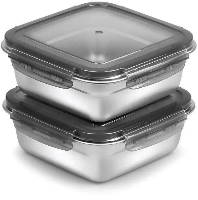 Main image of 2 Pack Sandwich Containers, 24oz Stainless Steel Sandwich Box with Airtight Lids, Reusable Metal Meal Prep Lunch Boxes, BPA-Free, Dishwasher Safe, Food Storage Containers for Families (Black)