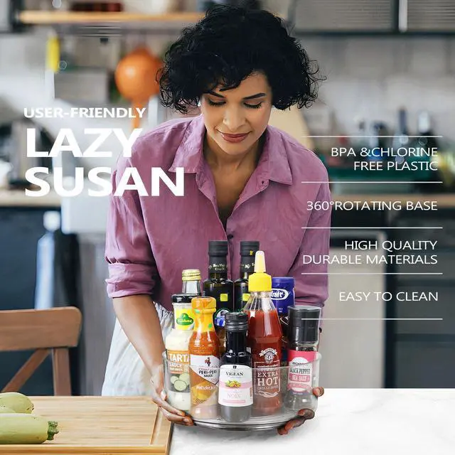 Alt view image 2 of 6 - Refrigerator Lazy Susan, Round Clear Turntable Organizer, Lazy Susan