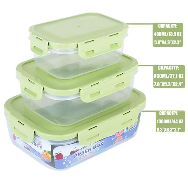Alt view image 2 of 7 - Food Storage Containers Set with Airtight Lids - 3 Pack BPA-Free Plastic Meal Prep Containers in 3 Sizes - Leak Proof Lunch Bento Boxes - Microwave, Dishwasher & Freezer Safe (Green)