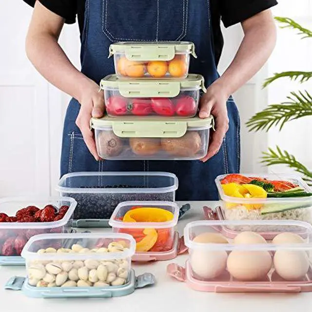 Alt view image 6 of 7 - Food Storage Containers Set with Airtight Lids - 3 Pack BPA-Free Plastic Meal Prep Containers in 3 Sizes - Leak Proof Lunch Bento Boxes - Microwave, Dishwasher & Freezer Safe (Green)