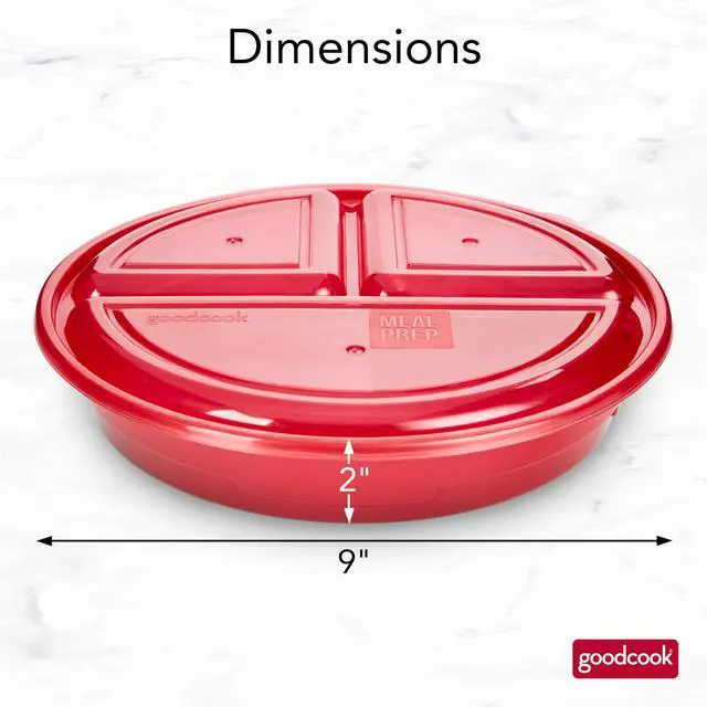 Alt view image 2 of 6 - Meal Prep Containers Set Microwave & Dishwasher-Safe Round Food Organizers with Labeled Compartments BPA-Free Food Storage Set with Snap Shut Lids Portion Control, 10-Pieces, Red