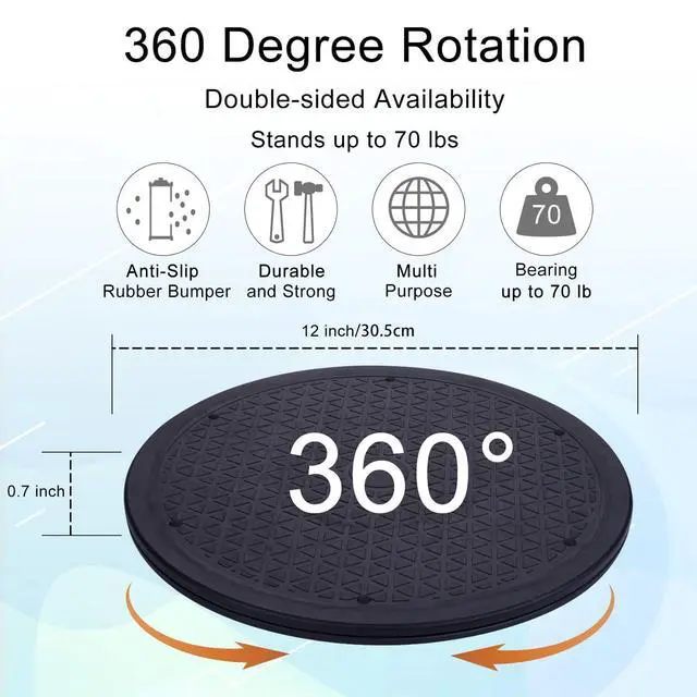 Alt view image 3 of 7 - 2 Pcs (12 Inch) Lazy Susan Turntable Organizer, Premium Heavy Duty Rotating Swivel Stand with Steel Ball Bearings for Model/Rotating Plants/Crafts Stand/TV/Monitor/Laptop (360 Rotation)