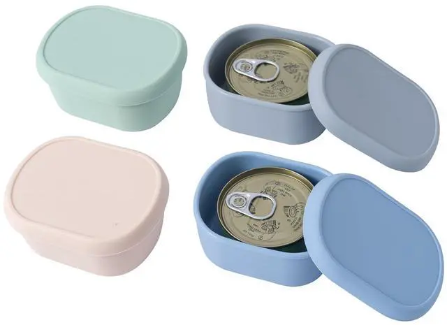 Main image of 4Pack Silicone Storage Container for 3oz Cat Canned Food Cans,Airtight Cat Food Sealer with Cover Lids Reusable Sealing Box for 2.56''/65mm Can Keep Food Fresh in Fridge