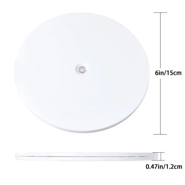 Alt view image 3 of 5 - 6 inch Lazy Susan Turntable White Acrylic Ball Bearing Rotating Tray for Spice Rack Table Cake Kitchen Pantry Decorating Bathrooms TV Laptop Computer Monitor, 30-lb Load Capacity (360 Rotation)