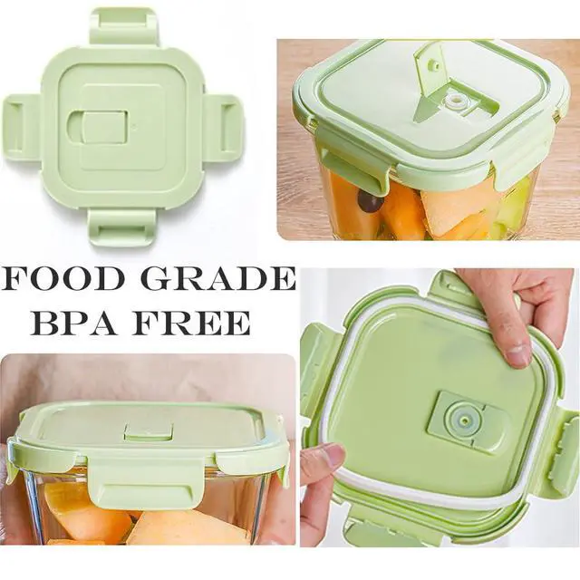 Alt view image 7 of 7 - Square 2cup Glass Food Storage Containers with Airtight Lids, 16oz Glass Meal Prep Containers, Square Food Bowl For Lunch, Fruit, Snack, Dishwasher Microwave Freezer Safe (Pink+Green)
