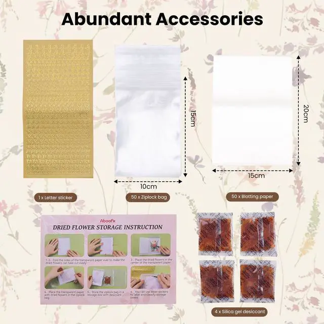 Alt view image 6 of 7 - 4PCS Dried Flower Storage Set with Blotting Paper