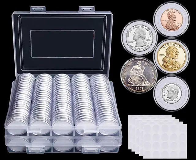 Main image of 240 Pieces 30mm Coin Capsules Coin Holders for Collectors, with Foam Gasket and Plastic Storage Organizer Box, 5 Sizes (17/20/25/27/30mm) Coin Case for Coin Collection Supplies