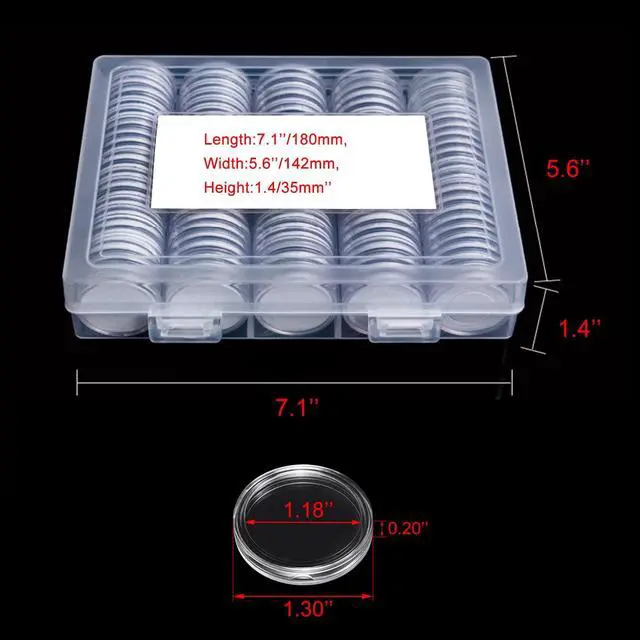 Alt view image 3 of 7 - 240 Pieces 30mm Coin Capsules Coin Holders for Collectors, with Foam Gasket and Plastic Storage Organizer Box, 5 Sizes (17/20/25/27/30mm) Coin Case for Coin Collection Supplies