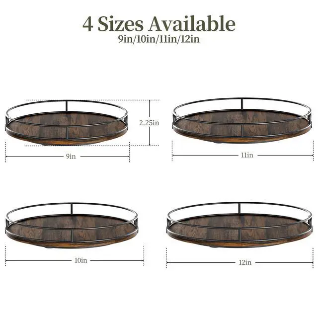 Alt view image 3 of 7 - 9'' Lazy Susan Organizer for Table Top,Wooden Lazy Susan Turntable for Cabinet,Kitchen,Spice Organization,Bathroom Vanity,Rotating Pantry Storage for Table Decor