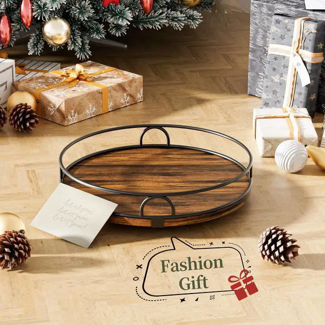 Alt view image 7 of 7 - 9'' Lazy Susan Organizer for Table Top,Wooden Lazy Susan Turntable for Cabinet,Kitchen,Spice Organization,Bathroom Vanity,Rotating Pantry Storage for Table Decor