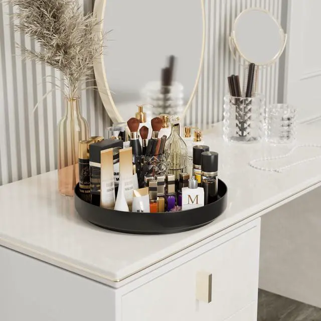 Alt view image 6 of 6 - Lazy Susan Turntable Organizer - 13 inch Rotating Spice Rack Metal Lazy Susan for Cabinet Pantry Kitchen Countertop Bathroom Refrigerator Table Storage, Black